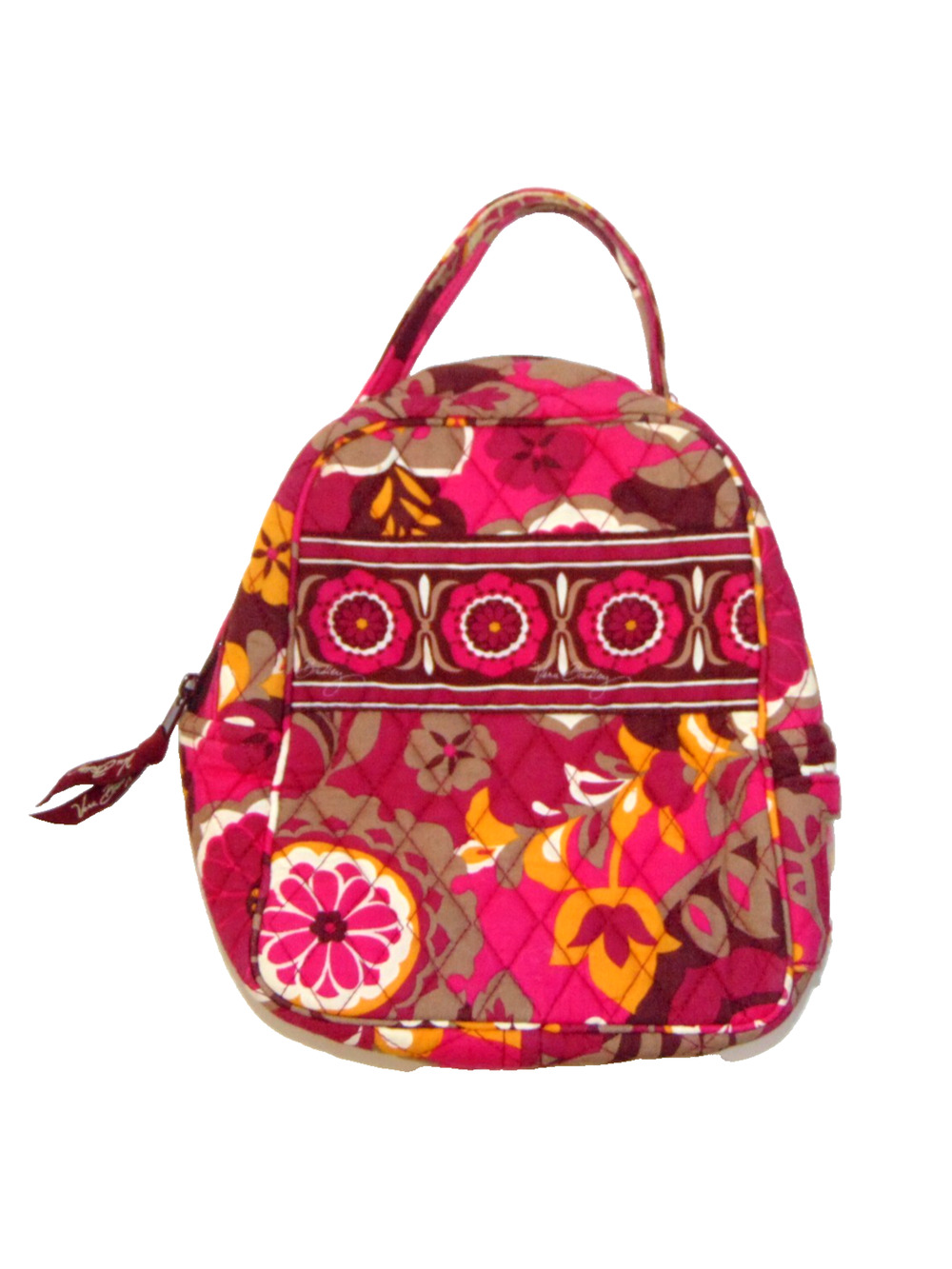 Vera Bradley Lunch Bunch Bag Insulated Puccini Pink Orange Brown Floral Quilted
